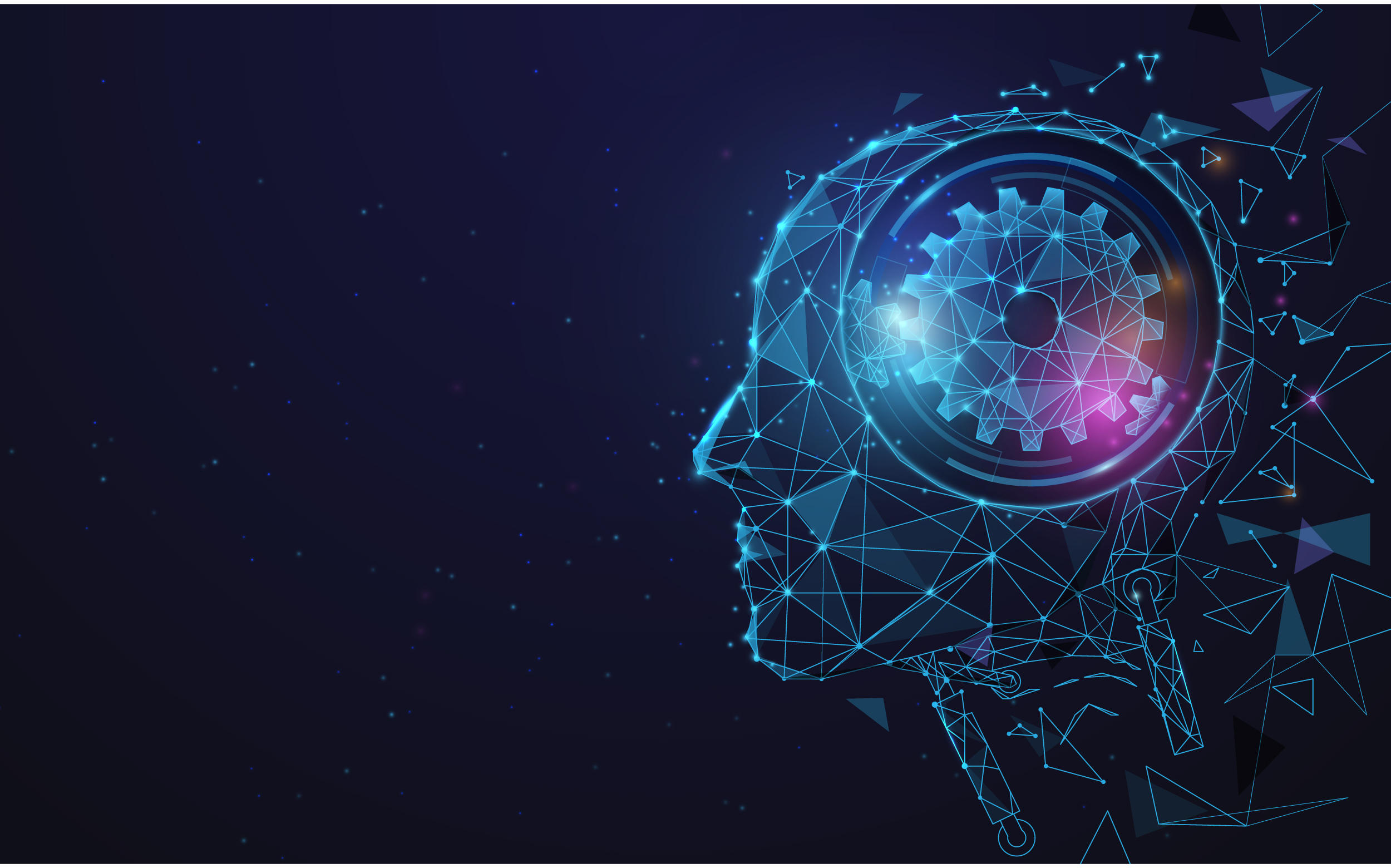An illustration depicting digital transformation of an AI brain.